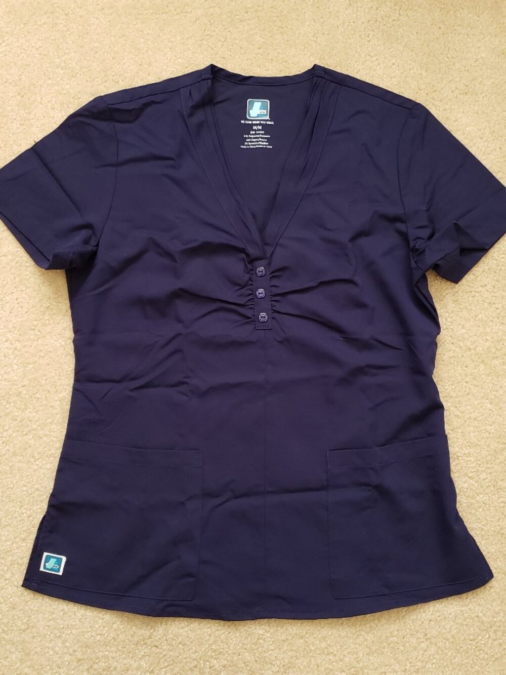 NWOT Adar size Medium navy blue scrub top uniform w/ pockets career work office